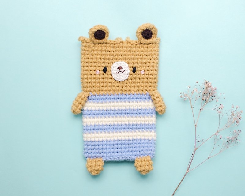 OOAK Gifts - Cellphone Case a Cute Bear No.4/ Crochet case/ Cozy case/ iPhone case. - 手机壳/手机套 - 棉．麻 咖啡色