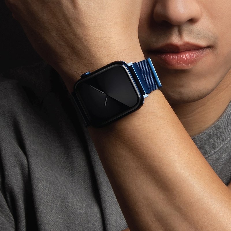 Apple Watch 42/44/45mm Dante不锈钢米兰磁扣表带-蓝 - 表带 - 不锈钢 黑色