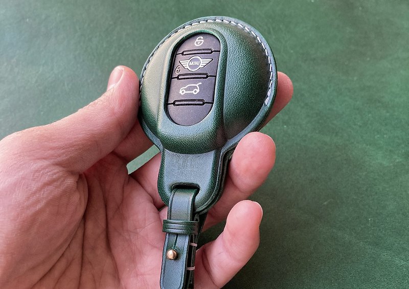 Mini Cooper 车匙套 手工制作牛皮钥匙包 意大利buttero 少话手作 - 钥匙链/钥匙包 - 真皮 