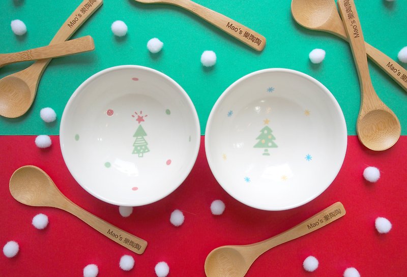 【圣诞限量】圣诞树/雪花树 碗(附汤匙) - 碗 - 瓷 多色