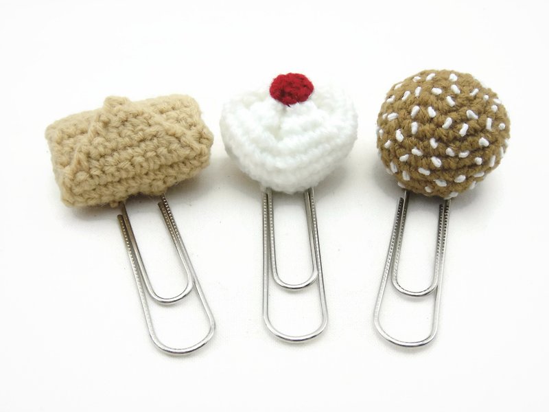 Crochet Paper Clip Bookmark - Dim Sum - Set of 3 - 书签 - 聚酯纤维 多色