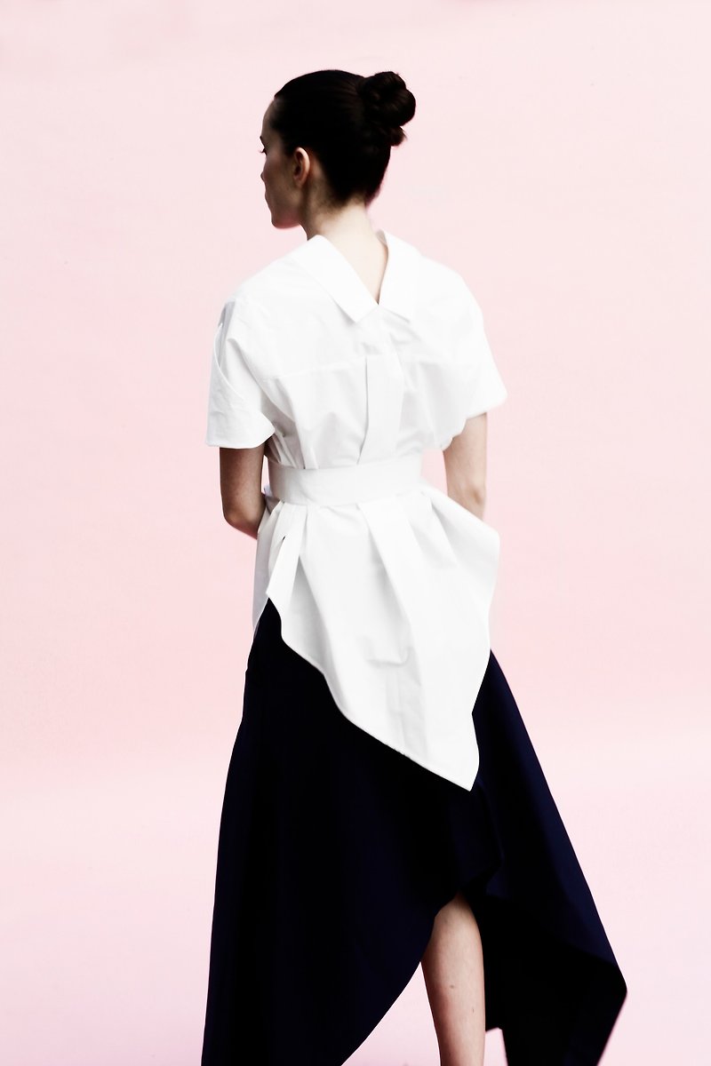オリガミピーコックスカート/コットン100%/日本製 - 裙子 - 棉．麻 黑色