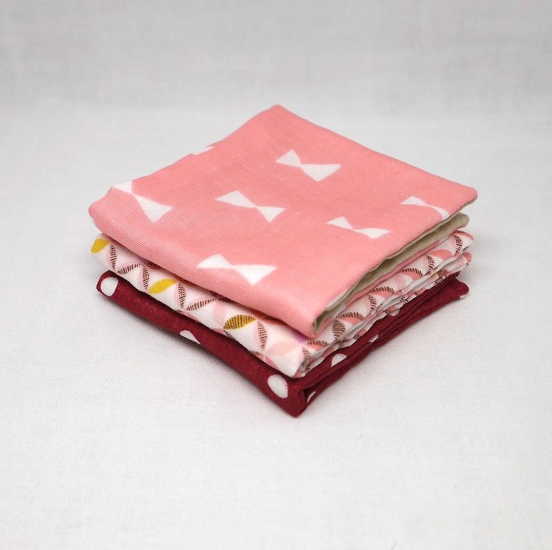 Japanese Handmade 6 layer of gauze mini-handkerchief/ 3 pieces in 1unit - 围嘴/口水巾 - 棉．麻 多色
