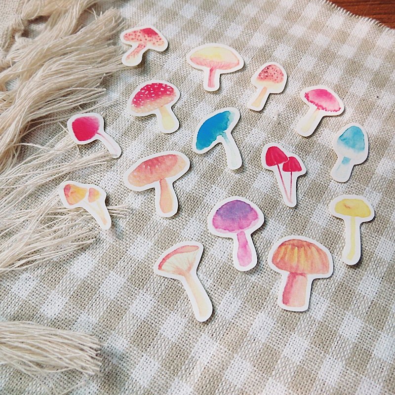 【贴纸】菇の森-15入 - 贴纸 - 纸 多色