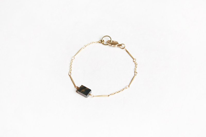 Ocean stone basic bracelet - 海洋石黄铜细链手链 - 手链/手环 - 宝石 金色