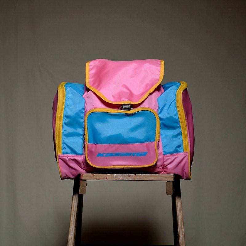 古漾 - Vintage  复古登山包 粉红蓝 - 后背包/双肩包 - 聚酯纤维 粉红色