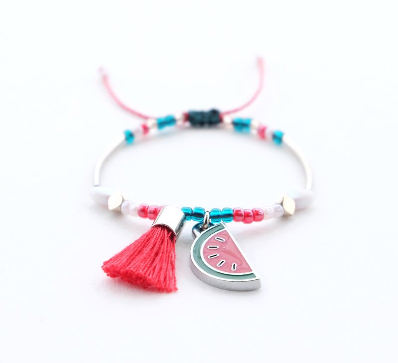 Watermelon red tassel sting bracelet - 手链/手环 - 其他材质 红色