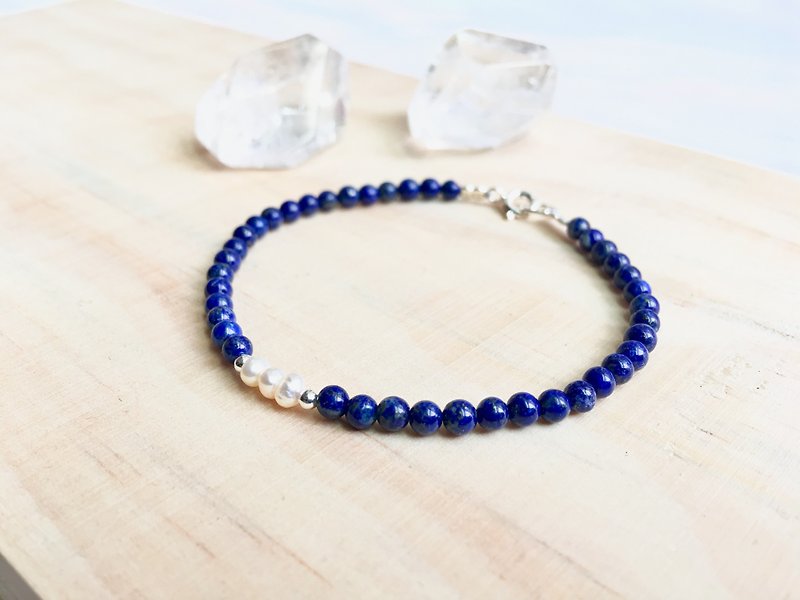 Ops Lapis lazuli Bracelet-青金石/蓝色/纯银/珍珠/正能量/手链 - 手链/手环 - 宝石 蓝色