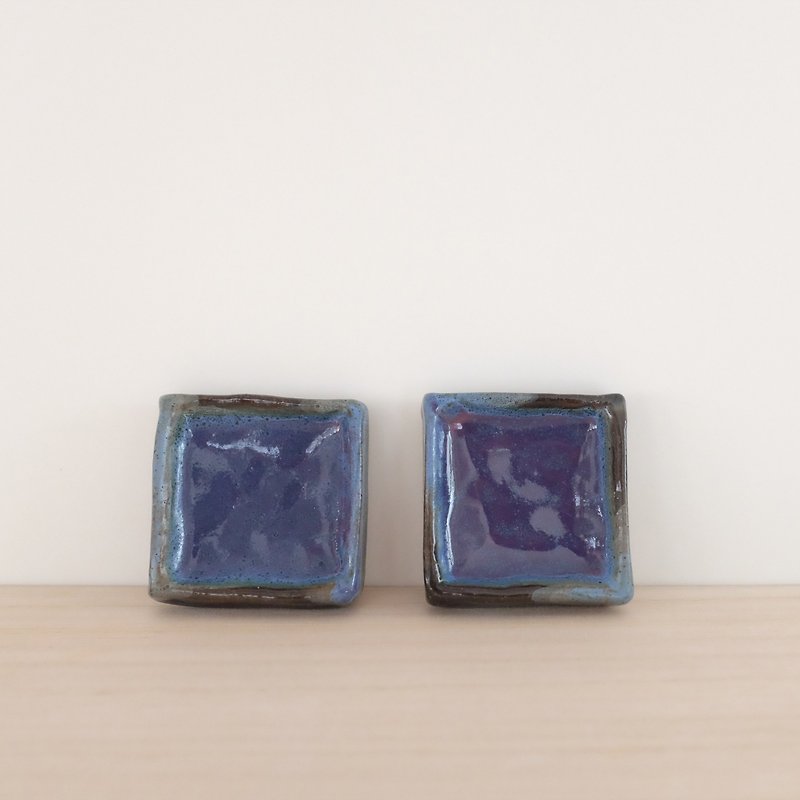  方形豆皿丨小碟丨酱油碟丨紫蓝色 - 浅碟/小碟子 - 陶 蓝色