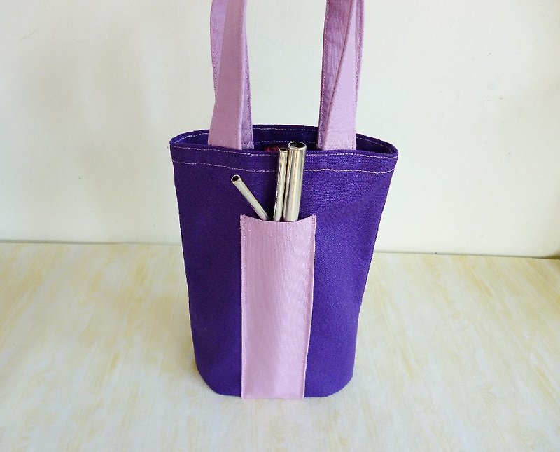 紫罗兰 素色环保通用帆布袋 冰霸杯袋 梅森提袋 - 手提包/手提袋 - 棉．麻 紫色