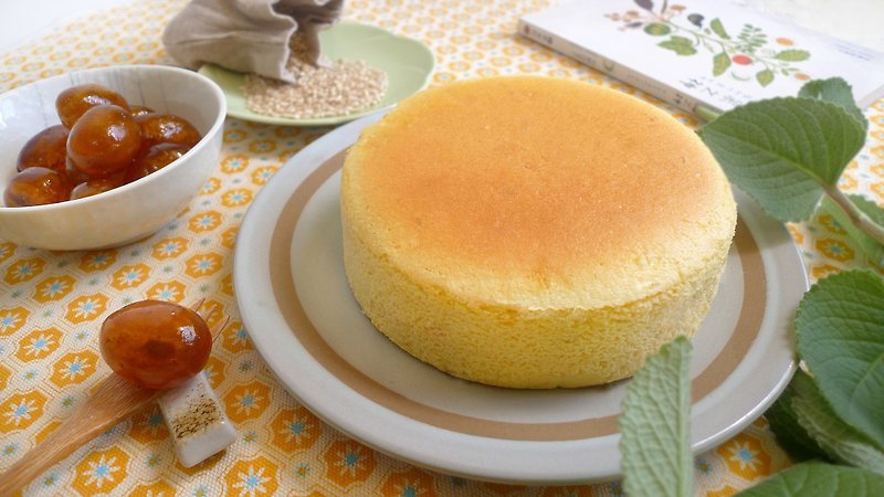 — 无 麸 质 — 糙米蛋糕 - 金枣轻奶酪 ( 6寸 ) - 蛋糕/甜点 - 新鲜食材 橘色