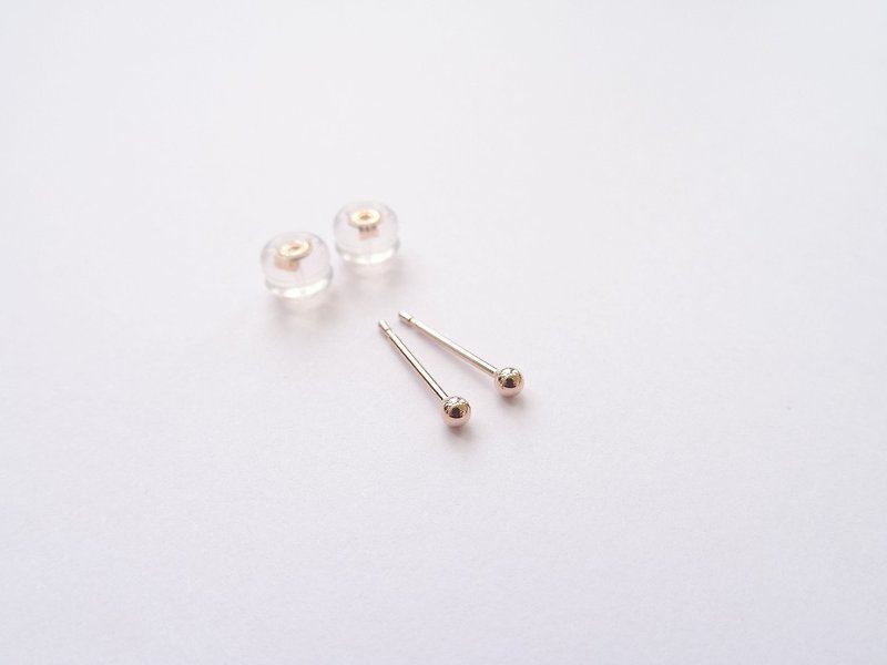 日本 18K 玫瑰金迷你极简圆珠耳针 - Au750 - 耳环/耳夹 - 贵金属 金色