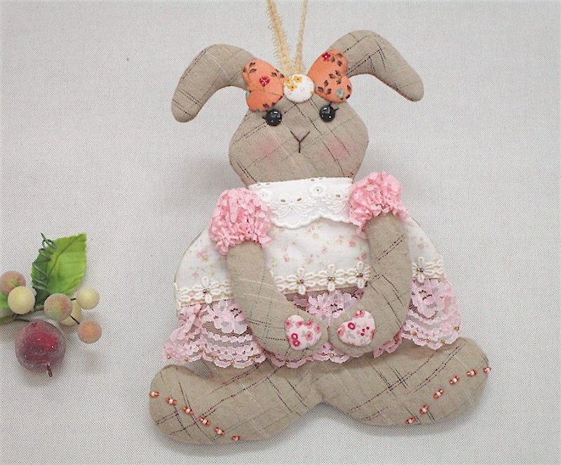wonderland22 蕾丝兔造型小包 - 零钱包 - 棉．麻 粉红色