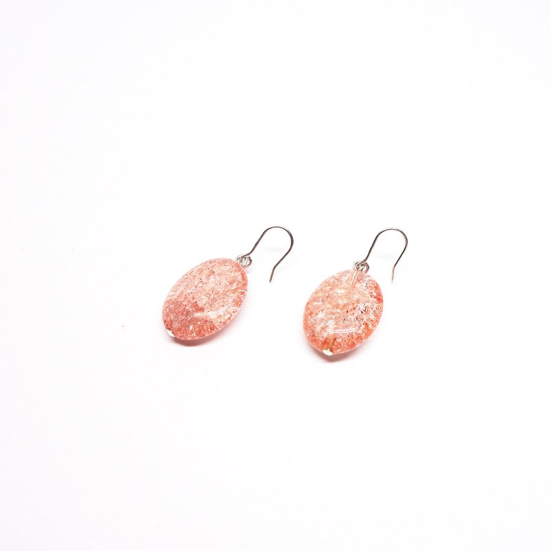 ピンクのクラック水晶SVピアス【Pio by Parakee】 cracked crystal pierced earrings - 耳环/耳夹 - 宝石 粉红色