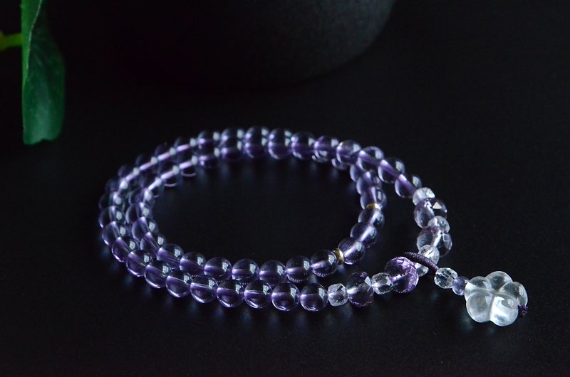 【听泉】天然巴西紫水晶切面紫水晶玻璃体双圈手串手链 - 手链/手环 - 半宝石 紫色