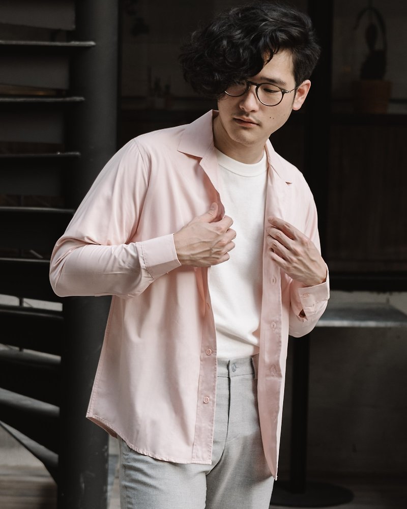Pink - flowing long sleeve shirt - 其他 - 棉．麻 粉红色