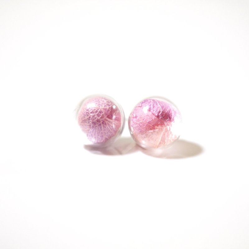 A Handmade 渐变粉红及紫绣球花玻璃球耳环 - 耳环/耳夹 - 玻璃 