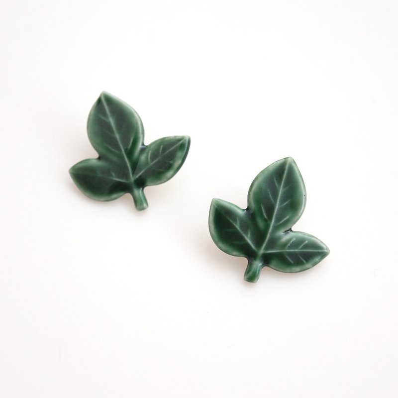 Leaf  pin brooch - 胸针 - 瓷 绿色