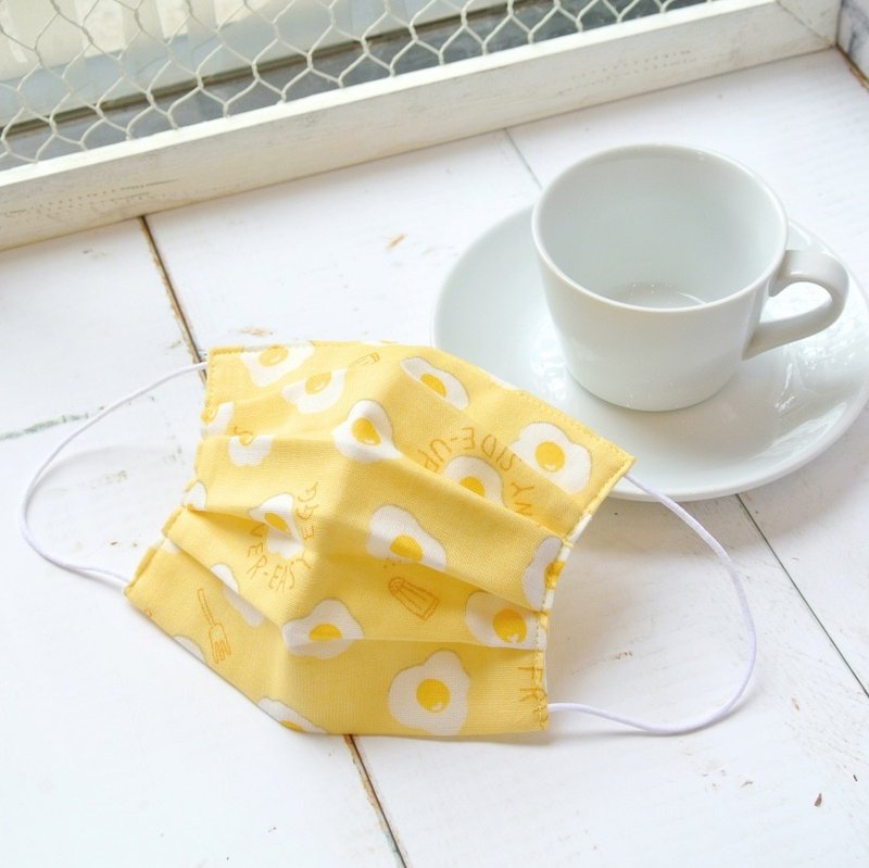 Smooth breathing handmade mask | Fried egg Yellow | Japanese cloth | TEMARIYA - 口罩 - 棉．麻 黄色