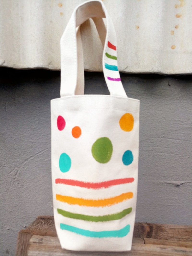 【纯手绘】水壶袋 | 饮料袋 | 伞袋 | 帆布 | 点点条纹格子 - 随行杯提袋/水壶袋 - 其他材质 