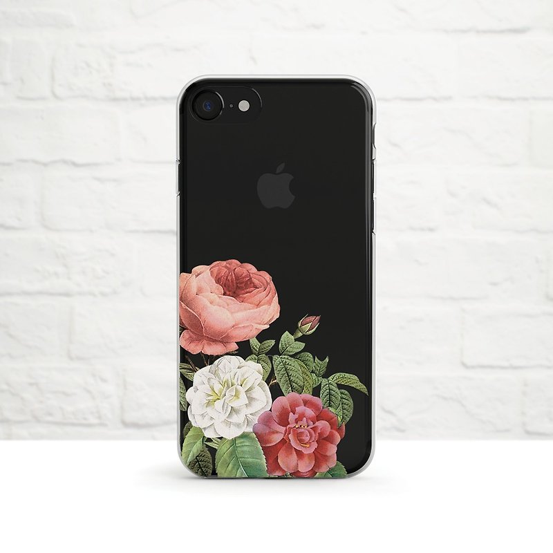 玫瑰与牡丹-防摔透明软壳- iPhone系列, Samsung 手机壳 - 手机壳/手机套 - 硅胶 红色