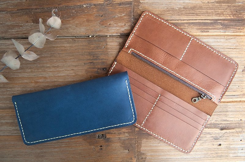 Handsewn Leather Wallet, Long Leather Wallet - 皮夹/钱包 - 真皮 