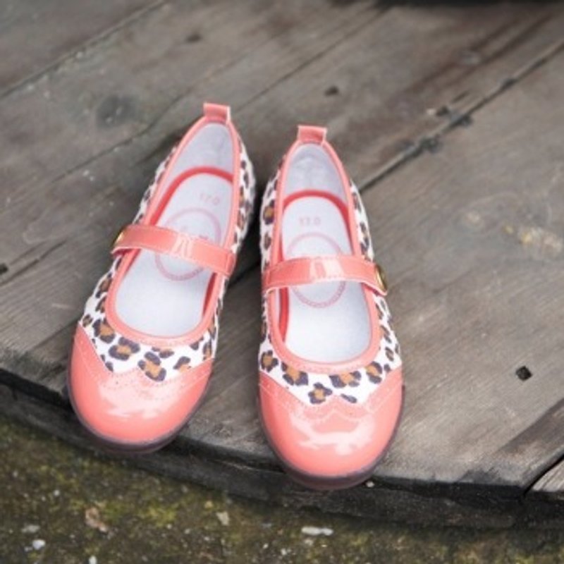 Eva鲑鱼粉橘牛津豹纹娃娃鞋(零码特价 仅接受退货) - 童装鞋 - 其他材质 红色