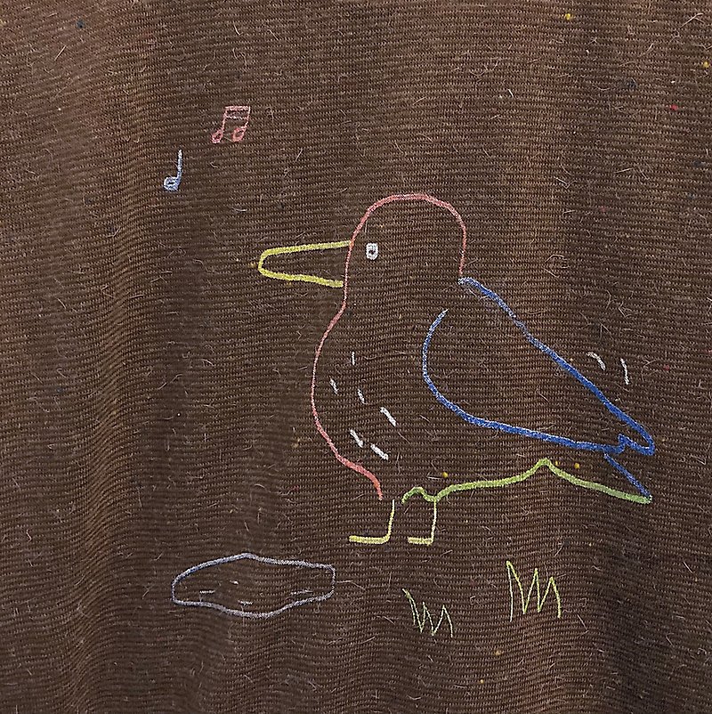 Rainbow-Bird Song Line Drawing Illustration  / Top T-shirt - 女装 T 恤 - 其他材质 咖啡色
