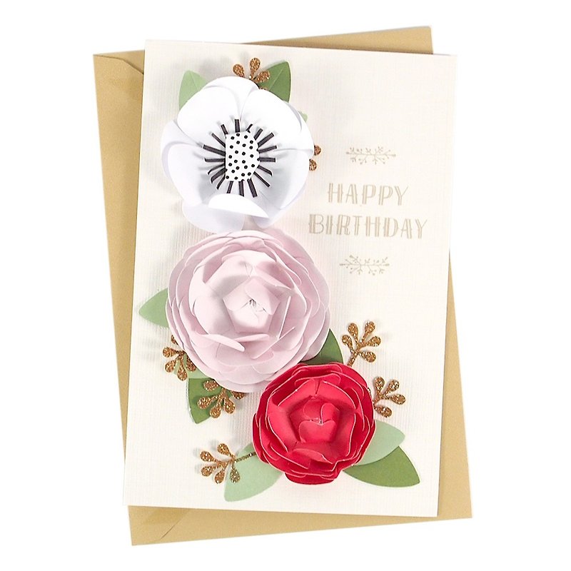 盛开花朵给美丽的你【Hallmark-Signature 手工系列 生日祝福】 - 卡片/明信片 - 纸 多色