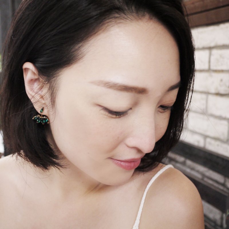简约时尚古典耳饰(绿)  - 耳环/耳夹 - 宝石 绿色