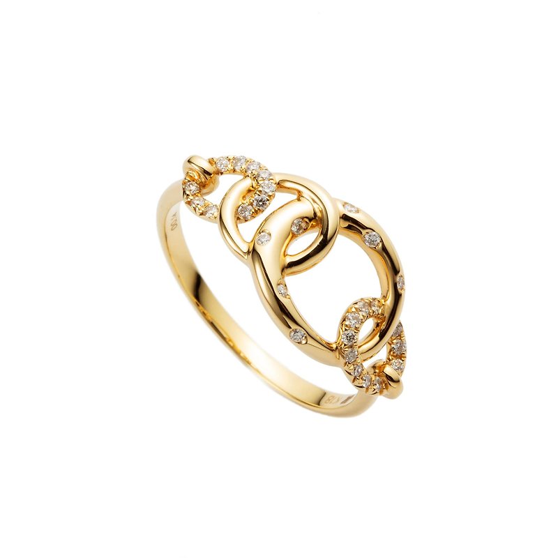 18K 大圈圈钻石戒指 - 戒指 - 贵金属 金色