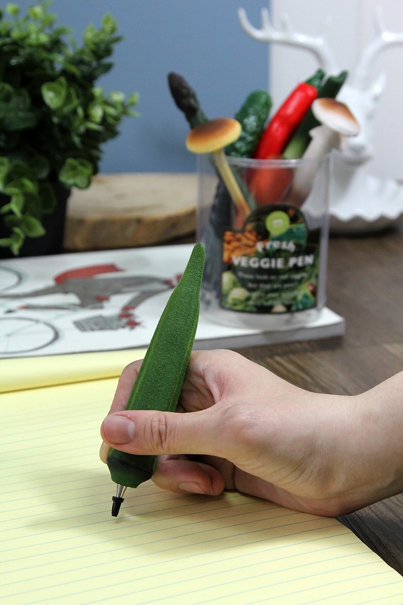 SUSS-日本Magnets超有趣文具 拟真蔬菜造型黑色原子笔(秋葵)-现货 - 圆珠笔/中性笔 - 塑料 绿色