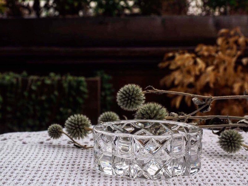 古董透明玻璃烟灰缸/摆设器皿（JS） - 摆饰 - 玻璃 白色