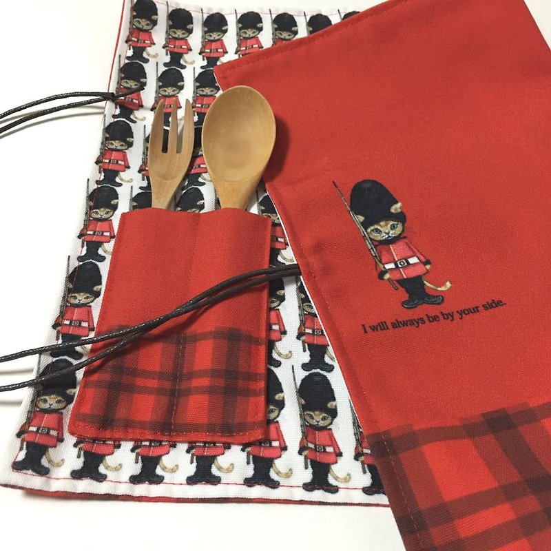 兵隊にゃんこ　ランチマット - 餐垫/桌巾 - 棉．麻 红色