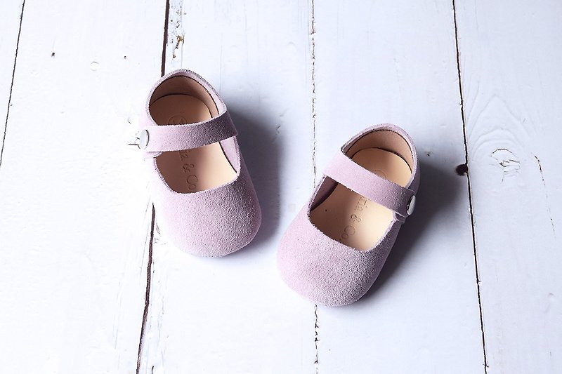 淡紫色玛丽珍婴儿鞋 手作学步鞋 弥月礼物 满月礼  新生儿礼盒 - 婴儿鞋 - 真皮 紫色