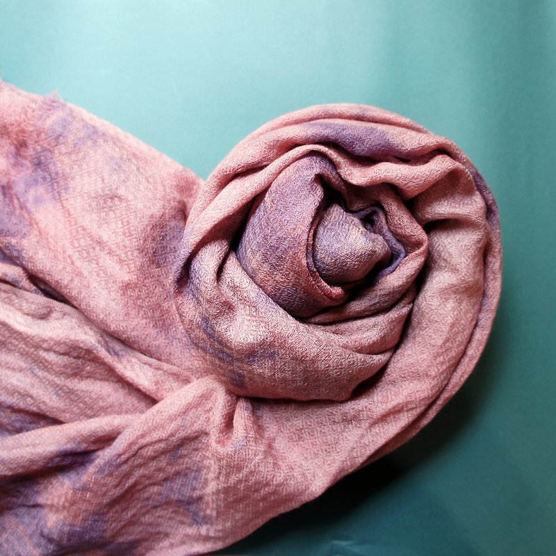 植物染纯羊毛围巾 - 丝巾 - 羊毛 紫色