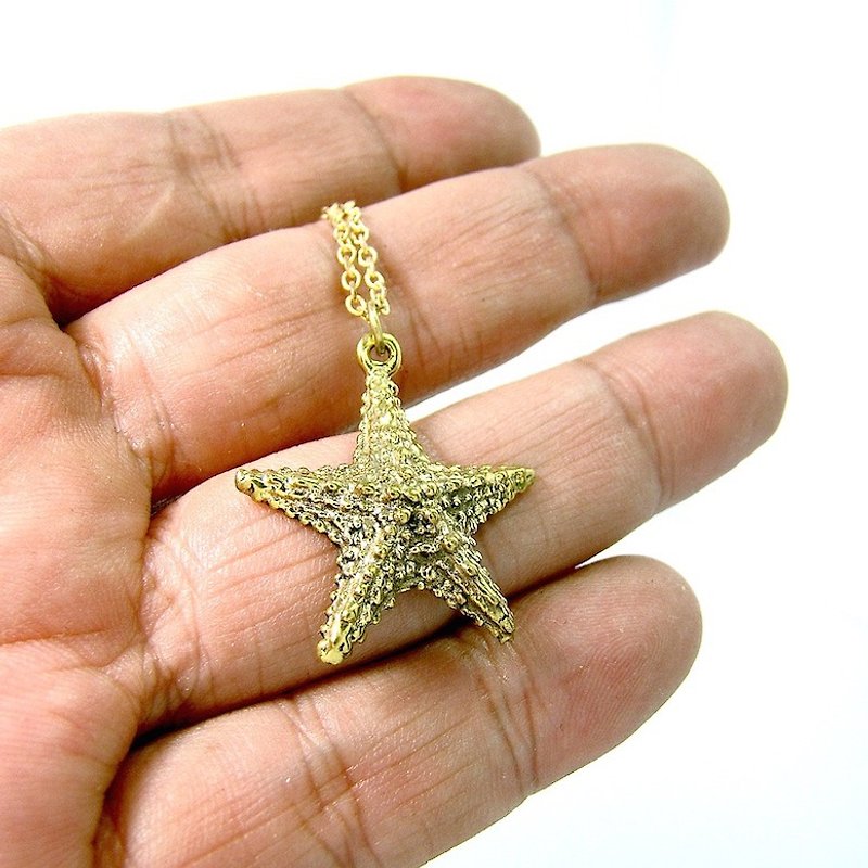 Starfish pendant in brass,Rocker jewelry ,Skull jewelry,Biker jewelry - 项链 - 其他金属 