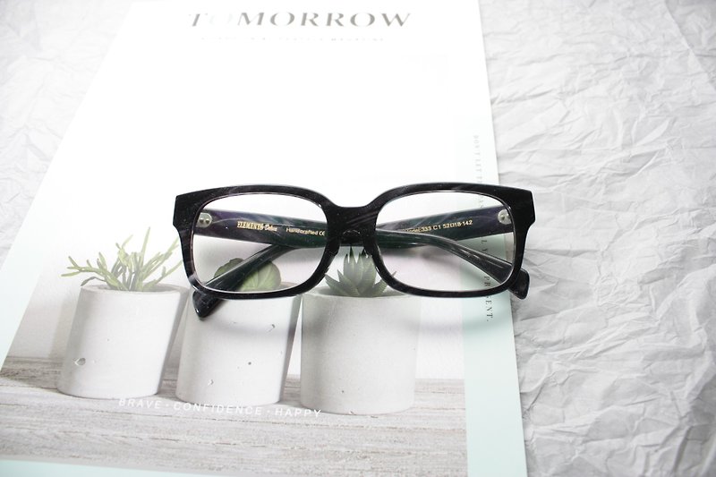 炭灰色复古方型眼镜框 七枚蝶番铰链 - 眼镜/眼镜框 - 其他材质 灰色