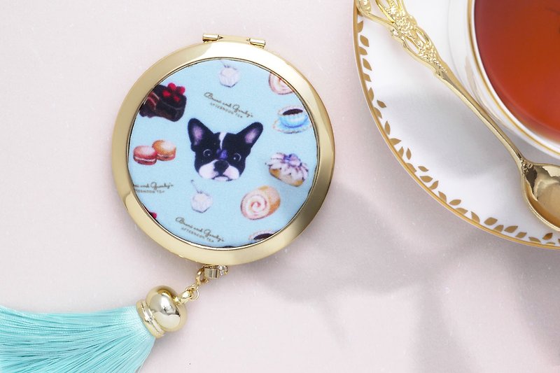 法斗的 2-WAY 法式甜品折叠镜子【粉蓝】 - 彩妆刷具/镜子/梳子 - 其他材质 蓝色
