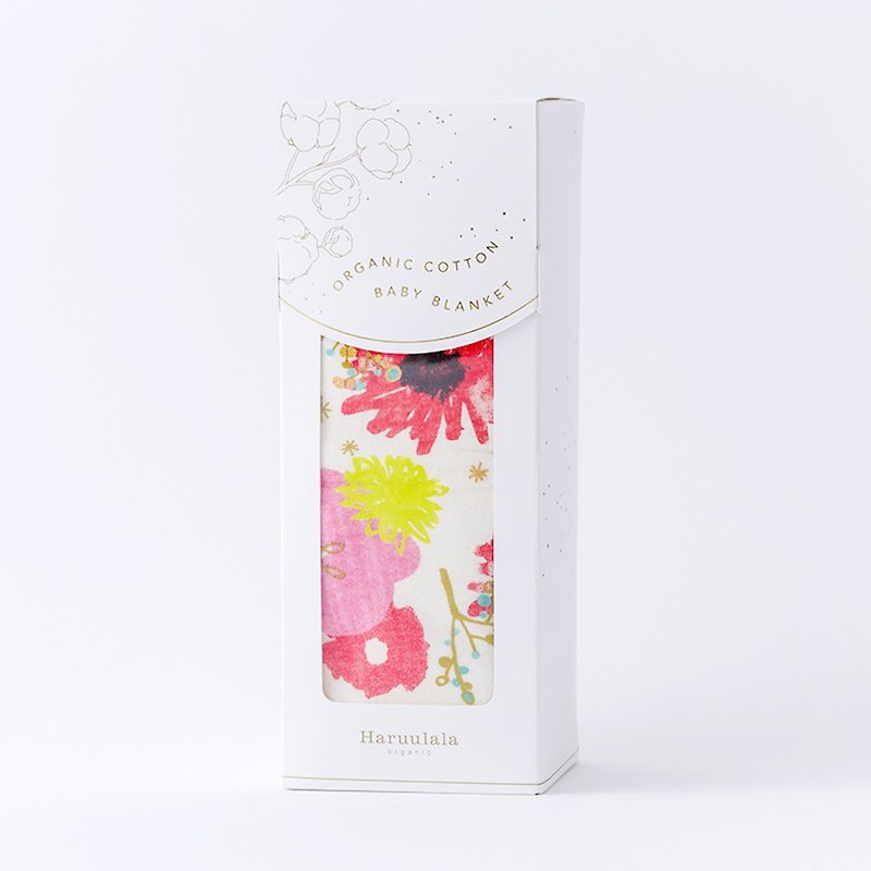 日本Haruulala【 嬰兒毯 】免費繡名字 有機棉 0-3歲 - 满月礼盒 - 棉．麻 红色