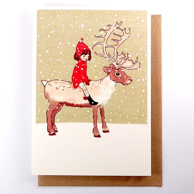 我坐在麋鹿身上 耶诞卡片【1973-卡片 圣诞节系列】 - 卡片/明信片 - 纸 多色