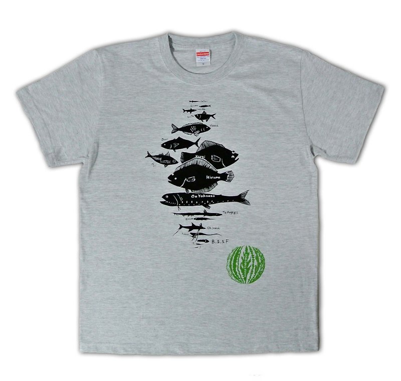 水深別お魚Tシャツ　メンズ - 男装上衣/T 恤 - 其他材质 灰色