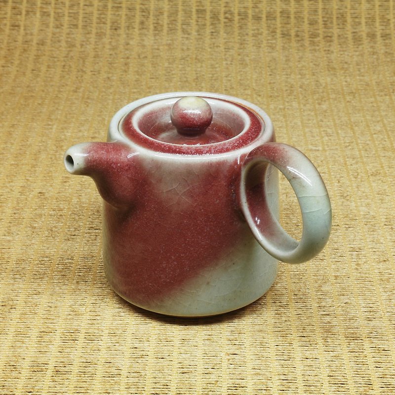 青铜双挂桶身环形侧把茶壶 手作陶艺 茶道具 - 茶具/茶杯 - 陶 红色