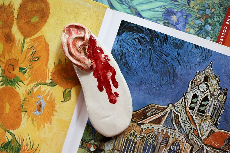 Ceramic Bookmark Vangogh Ear with Blood - 花瓶/陶器 - 陶 红色