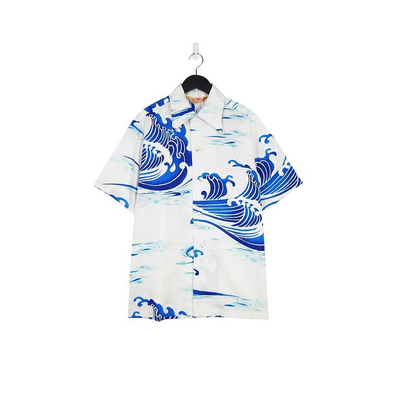 A·PRANK :DOLLY::VINTAGE品牌SEARS蓝白色浪花和柄花衬衫T805142 - 男装衬衫 - 棉．麻 蓝色