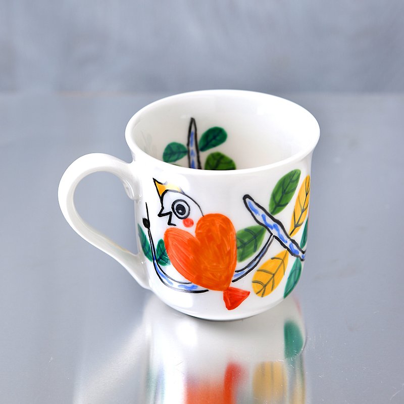 Happy birds・mug2 - 咖啡杯/马克杯 - 瓷 橘色