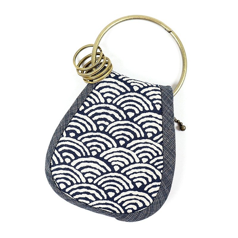 钥匙包 手拿包-青海波 - 钥匙链/钥匙包 - 棉．麻 蓝色