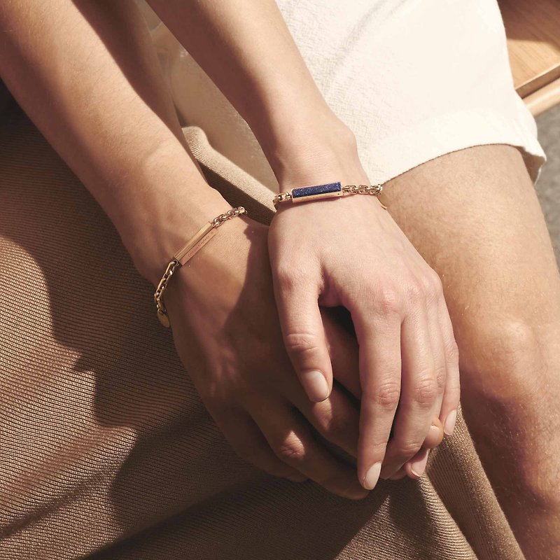 Miami Love 定制化刻字 方形钢条情侣手链 (8色) - 手链/手环 - 不锈钢 金色