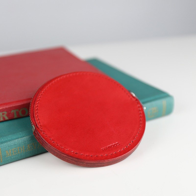 【 HANDOS 】复古质朴感圆形零钱包 - 正红 ( 最后一件 ) - 零钱包 - 真皮 红色