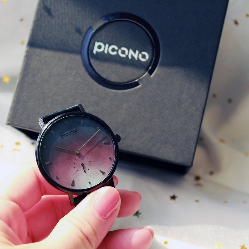 【PICONO】A week 系列 渲染简约黑色真皮表带手表 / AW-7604 - 男表/中性表 - 不锈钢 多色